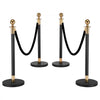 VEVOR Stanchion Post, 4 Pcs Crowd Control Barrier Set with 2 Black Velvet Ropes, Heavy Duty Stainless Steel Stanchion Post Queue with Hollow Base for Theater, Party, Wedding, Exhibition, Event (Black)