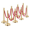 VEVOR Stanchions and Velvet Ropes 8Pcs, Hollow Base with Stainless Steel Post, 6 Red Velvet Ropes and Posts, Crowd Control Barriers Gold Stanchions, Red Carpet Runner Poles for Party Supplies