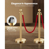 VEVOR Stanchions and Velvet Ropes 4Pcs, Hollow Base with Stainless Steel Post, 3 Red Velvet Ropes and Posts, Crowd Control Barriers Gold Stanchions, Red Carpet Runner Poles for Party Supplies