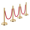 VEVOR Stanchions and Velvet Ropes 4Pcs, Hollow Base with Stainless Steel Post, 3 Red Velvet Ropes and Posts, Crowd Control Barriers Gold Stanchions, Red Carpet Runner Poles for Party Supplies