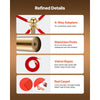 VEVOR Stanchion Post, 8 Pcs Crowd Control Barrier Set with Red Carpet, 6 Red Velvet Ropes, Stainless Steel Gold Stanchion Post Queue with Hollow Base for Theater, Party, Wedding, Exhibition (Gold)