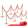 VEVOR Stanchion Post, 8 Pcs Crowd Control Barrier Set with Red Carpet, 6 Red Velvet Ropes, Stainless Steel Gold Stanchion Post Queue with Hollow Base for Theater, Party, Wedding, Exhibition (Gold)