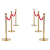 VEVOR Stanchion Post, 6 Pcs Crowd Control Barrier Set with Red Carpet, 4 Red Velvet Ropes, Stainless Steel Gold Stanchion Post Queue with Hollow Base for Theater, Party, Wedding, Exhibition (Gold)