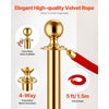 VEVOR Stanchions and Velvet Ropes 4Pcs, Hollow Base with Stainless Steel Post, 2 Red Velvet Ropes and Posts, Crowd Control Barriers Gold Stanchions, Red Carpet Runner Poles for Party Supplies