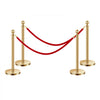 VEVOR Stanchions and Velvet Ropes 4Pcs, Hollow Base with Stainless Steel Post, 2 Red Velvet Ropes and Posts, Crowd Control Barriers Gold Stanchions, Red Carpet Runner Poles for Party Supplies