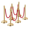 VEVOR Stanchions and Velvet Ropes 6Pcs, Hollow Base with Stainless Steel Post, 4 Red Velvet Ropes and Posts, Crowd Control Barriers Gold Stanchions, Red Carpet Runner Poles for Party Supplies