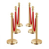 VEVOR Stanchions and Velvet Ropes 6Pcs, Hollow Base with Stainless Steel Post, 4 Red Velvet Ropes and Posts, Crowd Control Barriers Gold Stanchions, Red Carpet Runner Poles for Party Supplies