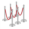 VEVOR Stanchions and Velvet Ropes 6Pcs, Hollow Base with Stainless Steel Post, 3 Red Velvet Ropes and Posts, Crowd Control Barriers Silver Stanchions, Red Carpet Runner Poles for Party Supplies