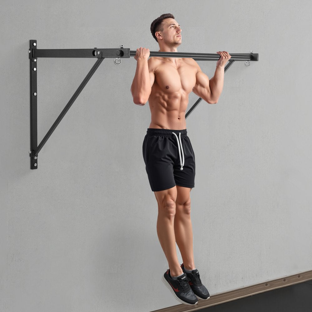 VEVOR Pull Up Bar, 50 in Width Wall Mounted Pull Ups, Adjustable Depth 22" or 30" from Wall, Heavy Duty Steel Upper Body Workout Bars, 440 lbs Weight Capacity Chin Up Training Station, for Home Gym