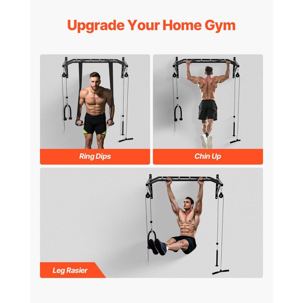 VEVOR Pull Up Bar, Multi-Grip Wall Mounted Pull Ups, 50 in Width Multifunctional Chin Up Training Station, Heavy Duty Steel Upper Body Workout Bars with LAT Pulldown Attachments, 440 lbs, for Home Gym