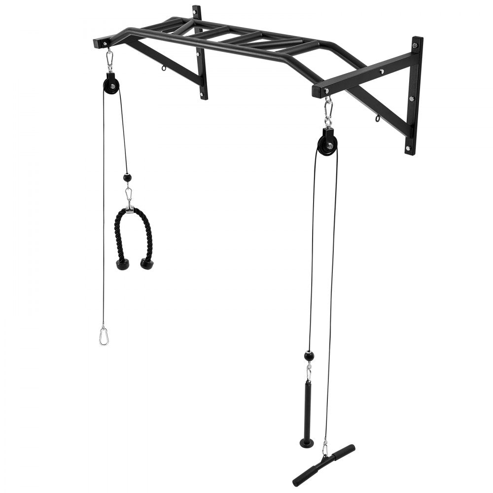 VEVOR Pull Up Bar, Multi-Grip Wall Mounted Pull Ups, 50 in Width Multifunctional Chin Up Training Station, Heavy Duty Steel Upper Body Workout Bars with LAT Pulldown Attachments, 440 lbs, for Home Gym