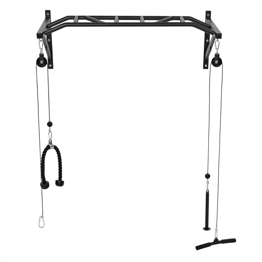 VEVOR Pull Up Bar, Multi-Grip Wall Mounted Pull Ups, 50 in Width Multifunctional Chin Up Training Station, Heavy Duty Steel Upper Body Workout Bars with LAT Pulldown Attachments, 440 lbs, for Home Gym
