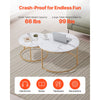 VEVOR Nesting Coffee Table Set of 2, 31.5 in Round Coffee Table, Nesting Tables for Small Place, Vintage End Side Tables Night Stand with Metal Frame, for Living Room, Bedroom, Office (White & Gold)