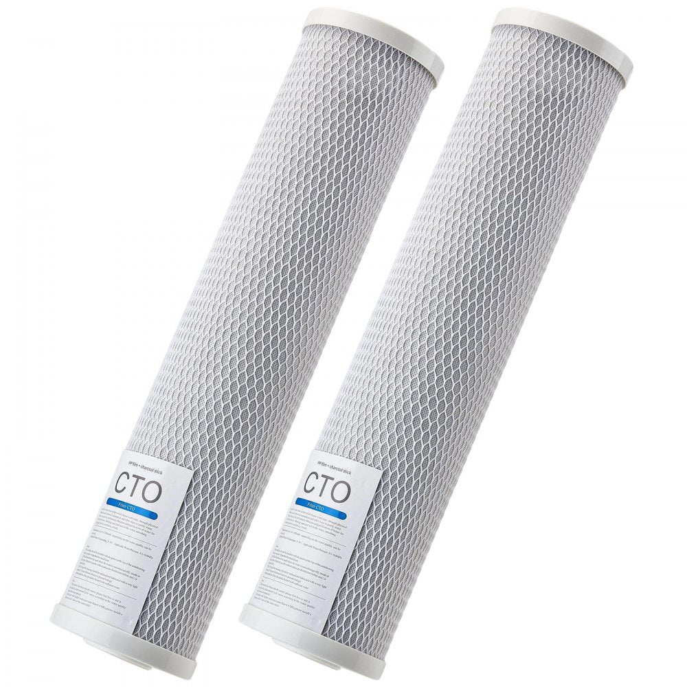 VEVOR Whole House Water Filter Replacement Cartridge, 4.5" x 20" CTO Carbon Block, Replacement Filter for 3-Stage Whole Home Water Filtration System, Reduce Chlorine, Bad Taste, Odor, 2 Pack