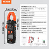 VEVOR Digital Clamp Multimeter, T-RMS 6000 Count, 600A, for Current, Voltage, Resistance, Diodes & Continuity Testing, Data Hold, NCV, Ideal for Domestic Appliances & Railway Maintenance