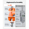 VEVOR Digital Crane Scale, 880 lbs/400 kg Max Capacity, Handheld Hanging Scale with Cast Aluminum Case & LCD Display, 0.2 lbs Division & 3 Unit Switch, Auto-Off Setting for Farm Hunting Fishing, Orange