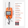 VEVOR Digital Crane Scale, 880 lbs/400 kg Max Capacity, Handheld Hanging Scale with Cast Aluminum Case & LCD Display, 0.2 lbs Division & 3 Unit Switch, Auto-Off Setting for Farm Hunting Fishing, Orange