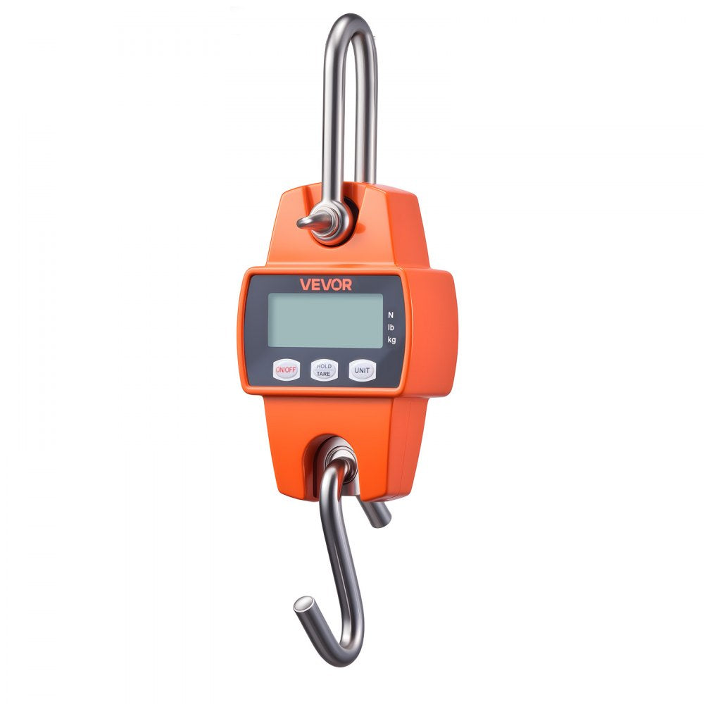 VEVOR Digital Crane Scale, 660 lbs/300 kg Max Capacity, Handheld Hanging Scale with Cast Aluminum Case & LCD Display, 0.1 lbs Division & 3 Unit Switch, Portable Design for Farm Hunting Fishing, Orange