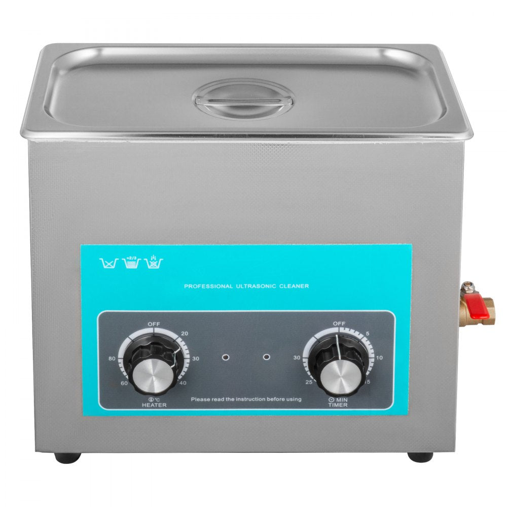 VEVOR 6L Ultrasonic Cleaner, 304 Stainless Steel Professional Knob Control, Ultrasonic Cleaner with Heater Timer for Jewelry Watch Glasses Circuit Board Dentures Small Parts Dental Instrument