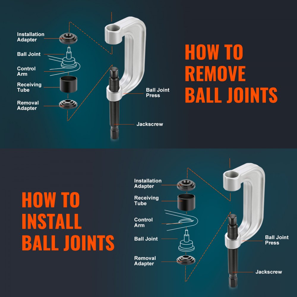 VEVOR Ball Joint Press Kit, 21 pcsTool Kit, C-press Ball joint Remove and Install Tools, for Most 2WD and 4WD Cars, Heavy Duty Ball Joint Repair Kit for Automotive Repairing