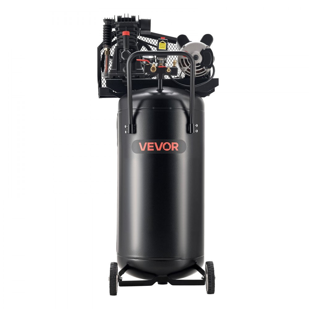 VEVOR 30-Gallon Air Compressor, 2HP 5.3SCFM at 90PSI, Max 125PSI Pressure Oil-Lubricated Air Compressor Tank, Portable on Wheels for Auto Repair, Tire Inflation, Spray Painting, Woodwork Nailing, 120V