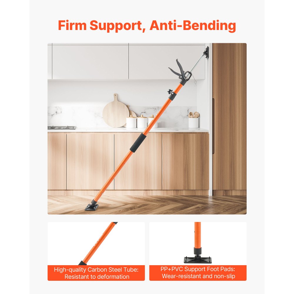 VEVOR Cabinet Jack Support Pole, 2-Pack, 45.7-114.2 Inch Steel Telescopic Quick Support Rod, Adjustable 3rd Hand System up to 154 lbs Capacity for Installing Cabinets, Lifting Drywall, Cargo Bars
