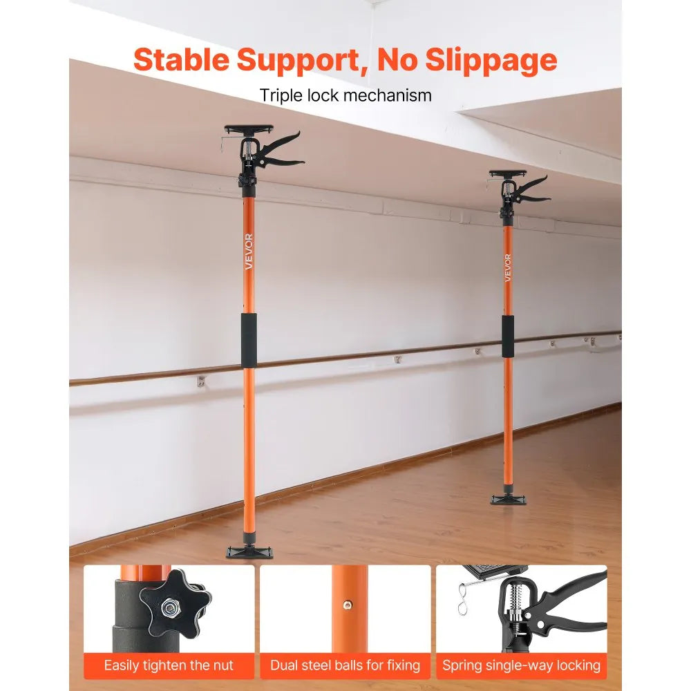 VEVOR Cabinet Jack Support Pole, 4-Pack, 45.7-114.2 Inch Steel Telescopic Quick Support Rod, Adjustable 3rd Hand System up to 154 lbs Capacity for Installing Cabinets, Lifting Drywall, Cargo Bars