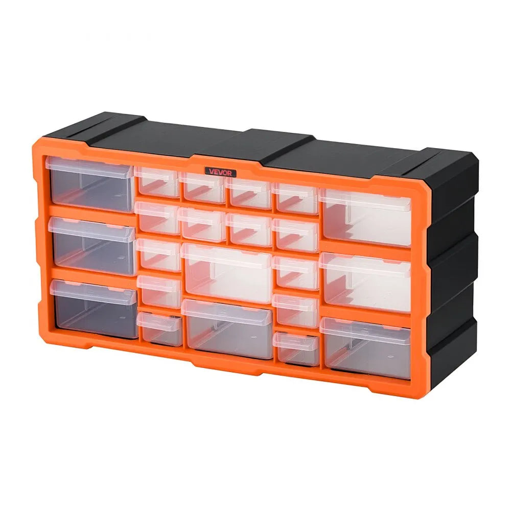 VEVOR 22-Drawer Storage Organizer, Plastic, Drawer Storage Cabinet for Garage Organization, Stackable Small Parts Organizer, Wall-Mounted Toolbox, for Hardware, Beads, Screws, Crafts, Building Bricks