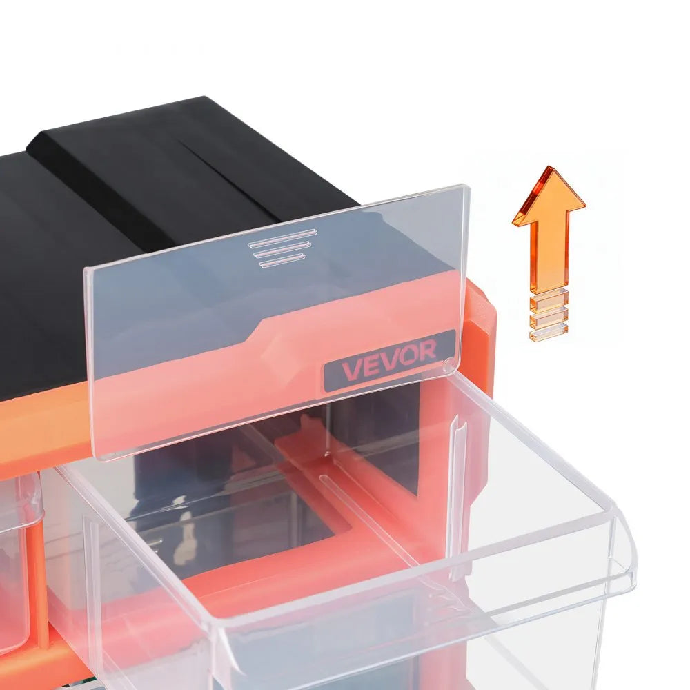 VEVOR 18-Drawer Storage Organizer, Plastic, Drawer Storage Cabinet for Garage Organization, Stackable Small Parts Organizer, Wall-Mounted Toolbox, for Hardware, Beads, Screws, Crafts, Building Bricks