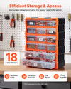 VEVOR 18-Drawer Storage Organizer, Plastic, Drawer Storage Cabinet for Garage Organization, Stackable Small Parts Organizer, Wall-Mounted Toolbox, for Hardware, Beads, Screws, Crafts, Building Bricks