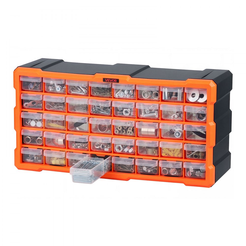VEVOR 40-Drawer Storage Organizer, Plastic, Drawer Storage Cabinet for Garage Organization, Stackable Small Parts Organizer, Wall-Mounted Toolbox, for Hardware, Beads, Screws, Crafts, Building Bricks