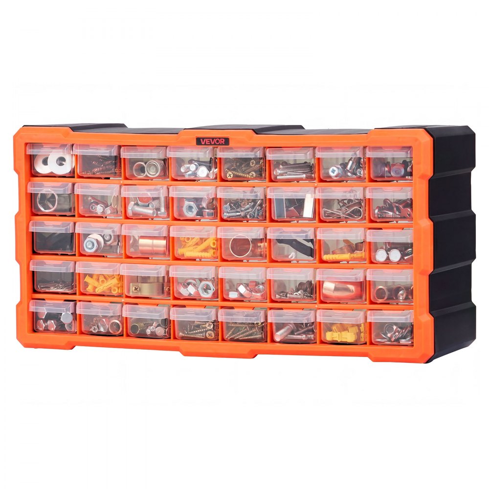 VEVOR 40-Drawer Storage Organizer, Plastic, Drawer Storage Cabinet for Garage Organization, Stackable Small Parts Organizer, Wall-Mounted Toolbox, for Hardware, Beads, Screws, Crafts, Building Bricks