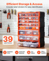 VEVOR 39-Drawer Storage Organizer, Plastic, Drawer Storage Cabinet for Garage Organization, Stackable Small Parts Organizer, Wall-Mounted Toolbox, for Hardware, Beads, Screws, Crafts, Building Bricks