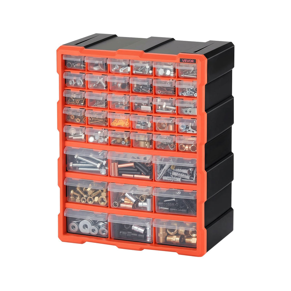 VEVOR 39-Drawer Storage Organizer, Plastic, Drawer Storage Cabinet for Garage Organization, Stackable Small Parts Organizer, Wall-Mounted Toolbox, for Hardware, Beads, Screws, Crafts, Building Bricks