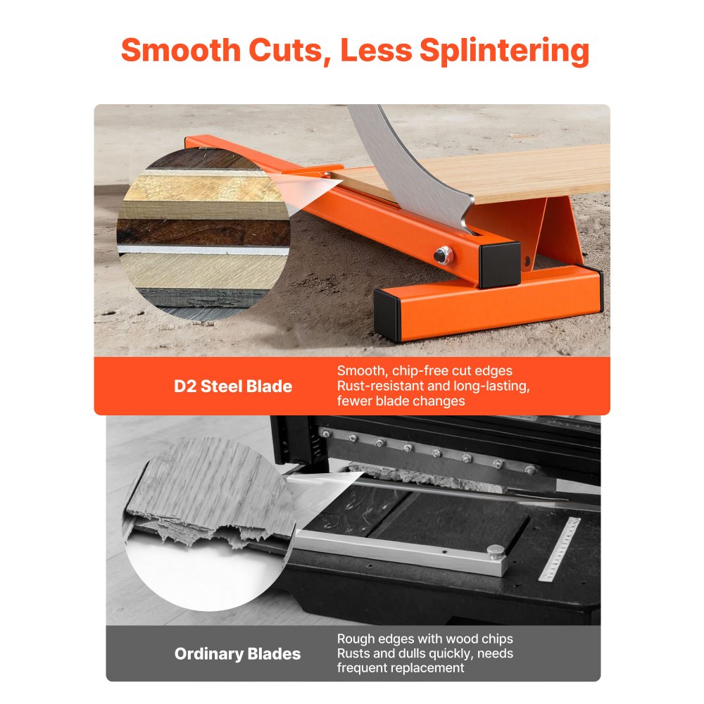 VEVOR 12 inch Vinyl Floor Cutter, 10mm Thick Laminate Flooring Cutter with Cutting Angle Guide, Rubber Handle, Honing Stone, D2 Steel Blade for Cutting Laminate, Vinyl, Home Renovation