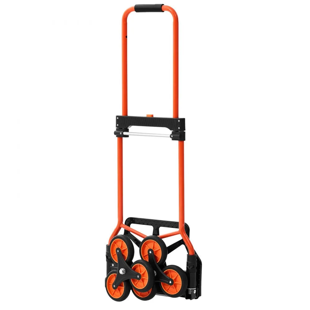 VEVOR Stair Climbing Cart, 120 lbs Stair-Climbing Capacity, Portable Folding Trolley Cart with Telescoping Handle, 6 Wheels and 2 Bungee Cords, Stair Climber Dolly for Home, Groceries, Warehouse