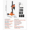 VEVOR Diamond Core Drilling Machine, 0.8-12 in Drilling Capacity, Dry/Wet Concrete Core Drill Rig with 12 Drill Bits,  Tiltable Stand & Wheeled Base, 3200W 800RPM/430RPM, UNC1 1/4–7 Thread