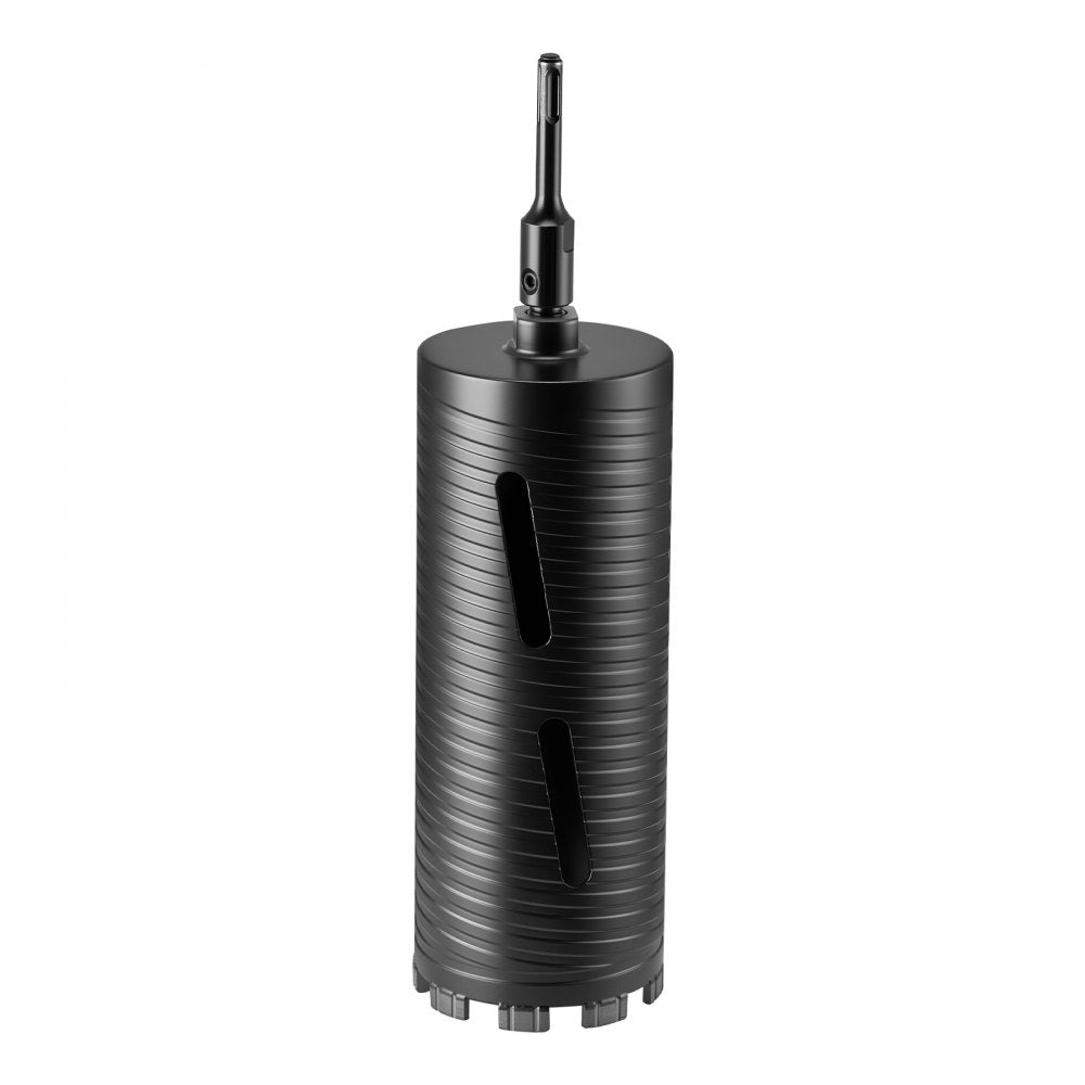 VEVOR Core Drill Bit, 4-1/4 inch Diameter, 9-1/2 inch Drilling Depth, 5/8-11 Internal Thread, Diamond Dry Coring Bit with 3 Adapters, Pilot Drill and Hex Wrench, for Concrete, Red Bricks, and Masonry