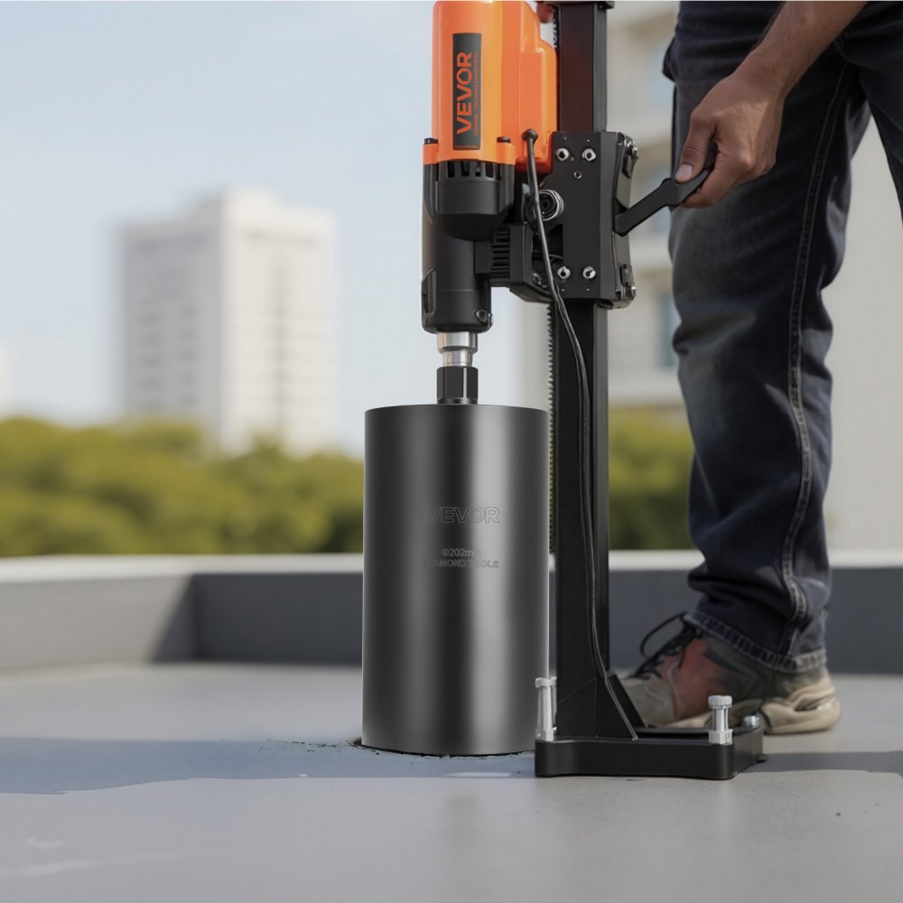 VEVOR Core Drill Bit, 8 inch Diameter, 14 inch Drilling Depth, 1-1/4 in-7 Internal Thread, High-Precision Welding Technology, Wet Diamond Core Bit for Reinforced Concrete, Red Bricks, and Masonry