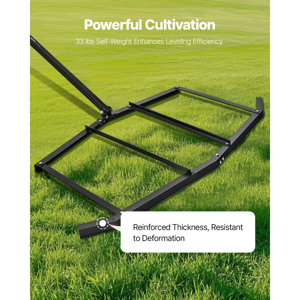 VEVOR Drag Harrow, 72" Width Tow Behind Drag Harrow, Q235 Steel Driveway Grader with Pin-Style Hitch, Driveway Tractor Gravel Level Driveway Grader for ATVs, UTV, Garden Lawn Tractors