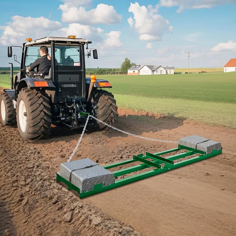 VEVOR Drag Harrow, 8 ft Heavy Duty Tow Behind Drag Harrow with Adjustable Bars & 72 in Chain, Driveway Grader Landscape Rake for ATV, UTV, Tractor, Mower Tow Behind Yard Lawn Leveling Tool
