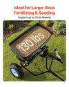 VEVOR Towable Broadcast Spreader, 130LBS Capacity, Tow-Behind Push Spreader with 13 in Tires, 15 Adjustable Setting & 9.8 ft Spreading Width, Lawn Spreaders for Seed, Fertilizer, Salt, Ice Melt