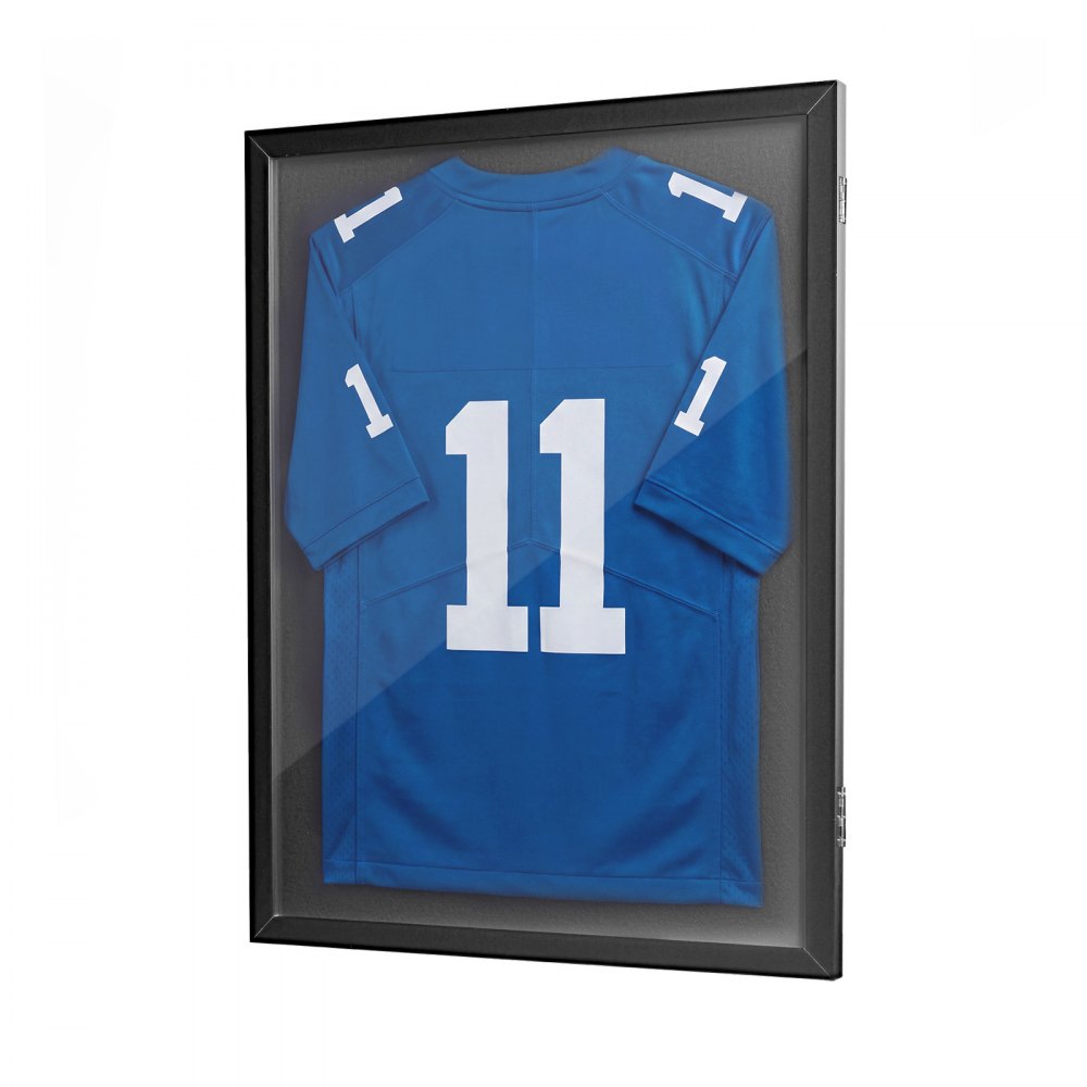 VEVOR Jersey Frame Display Case, 31.3 x 23.2 in, Wooden Sport Jersey Shadow Box with 98% UV Protection PC Panel and Hanger, Magnetic Lock, for Baseball Basketball Football Hockey Shirt Uniform, 2 Pack