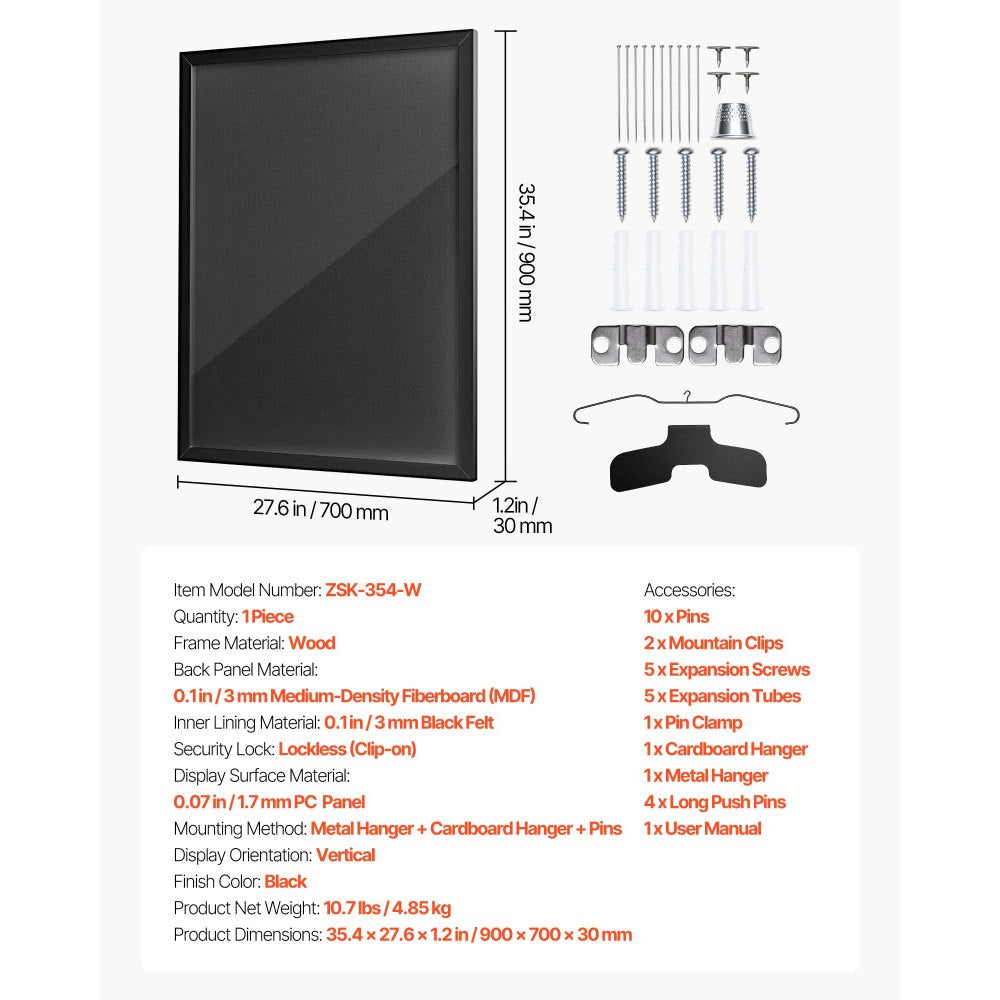 VEVOR Jersey Frame Display Case, 35.4 x 27.6 x 1.2 in, Wooden Sport Jersey Shadow Box with 98% UV Protection PC Panel and Hanger, for Baseball Basketball Football Hockey Shirt Sport Uniform, Black