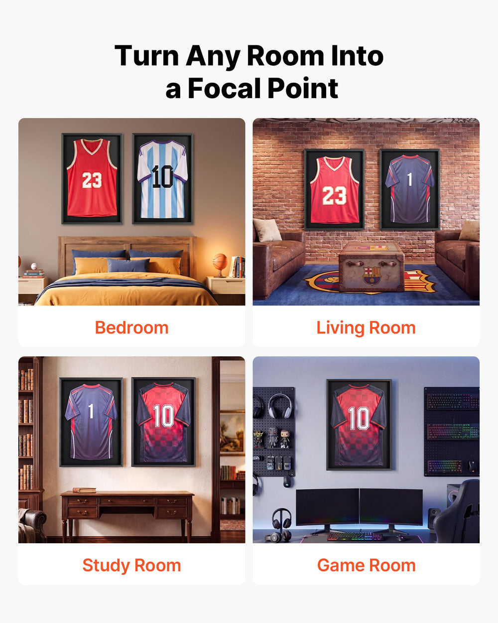 VEVOR Jersey Frame Display Case, 36.4 x 28.3 x 1.5 in, Wooden Sport Jersey Shadow Box with 98% UV Protection PC Panel and Hanger, Magnetic Lock, for Baseball Basketball Football Hockey Shirt Uniform