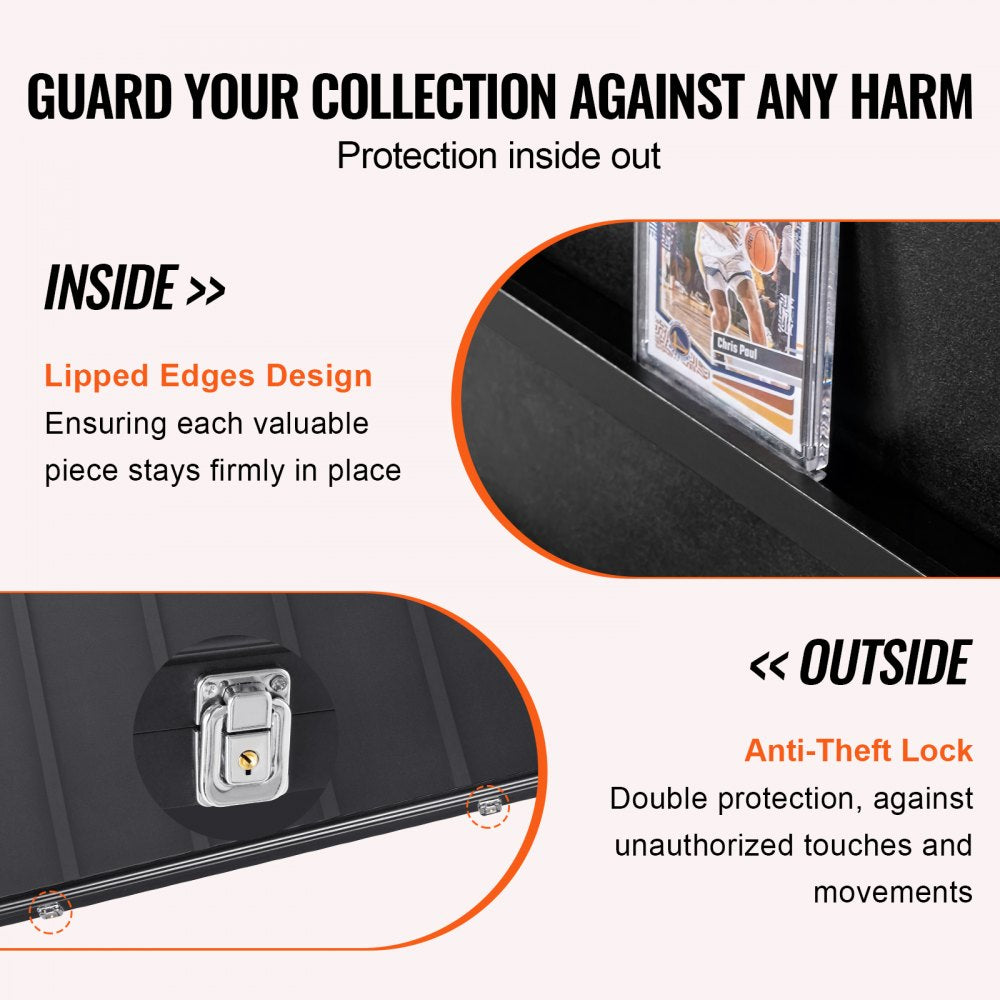 VEVOR 35 Graded Sports Card Display Case 24.3x30.5x2.1 in Baseball Card Display Frame with 98% Uv Protection Clear View Pc Glass Lockable Wall VEVOR 35 Graded Sports Card Display Case 24.3x30.5x2.1 in Baseball Card Display Frame with 98% Uv Protection Clear View Pc Glass Lockable Wall