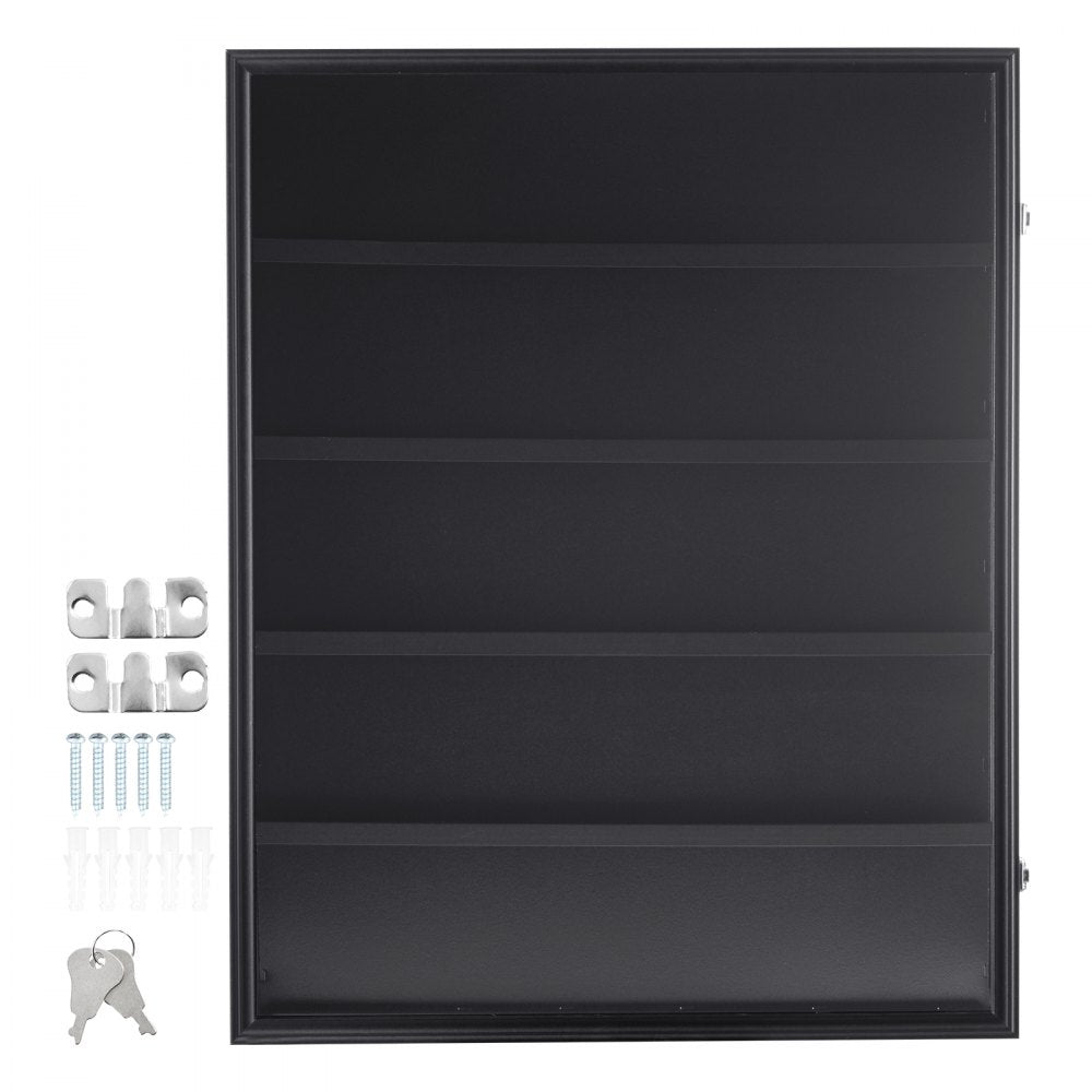 black trading card display case VEVOR Sports Card Display Case 24.3x30.5x2.1 in Lockable Wall Cabinet with 98% Uv Protection Clear Pc Glass For Baseball Basketball Football Hockey