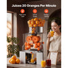 VEVOR Commercial Orange Juicer Machine, 120W Electric Automatic Orange Squeezer, Lemon Citrus Pomegranates Extractor for 20 per Minute, Stainless Steel, with Peel Collecting Bucket, PC Cover