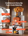 VEVOR Commercial Orange Juicer Machine, 120W Electric Automatic Orange Squeezer, Lemon Citrus Pomegranates Extractor for 20 per Minute, Stainless Steel, with Water Tap, Peels Collecting Bucket