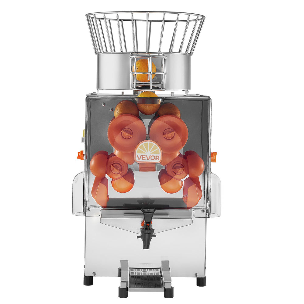 VEVOR Commercial Orange Juicer Machine, 120W Electric Automatic Orange Squeezer, Lemon Citrus Pomegranates Extractor for 20 per Minute, Stainless Steel, with Water Tap, Peels Collecting Bucket